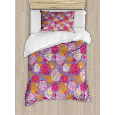 Blooming Flowers and Hearts Duvet Cover Set