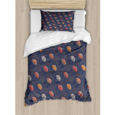 Drops Diagonal Umbrellas Style Duvet Cover Set