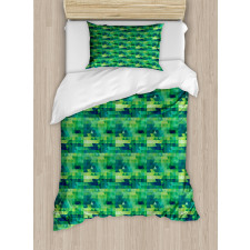 Green Monochrome Triangles Duvet Cover Set