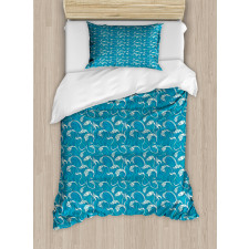 Nautical Foamy Lines Drawing Duvet Cover Set