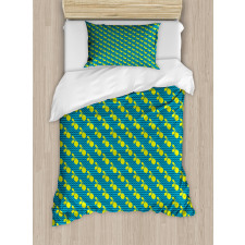 Citrus Motif Zigzag Backdrop Duvet Cover Set