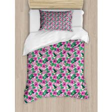 Hibiscus and Plumeria Art Duvet Cover Set