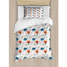 Fall Woodland Racoon Duvet Cover Set