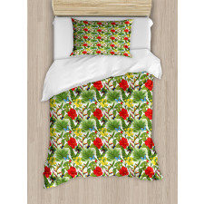 Cheerful Hibiscus Butterfly Duvet Cover Set