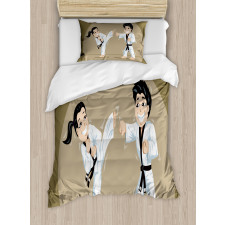 Children Karate Cartoon Art Duvet Cover Set