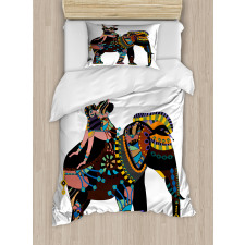 Woman on Mammal Duvet Cover Set