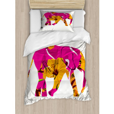 Elephant in Tropic Flowers Duvet Cover Set