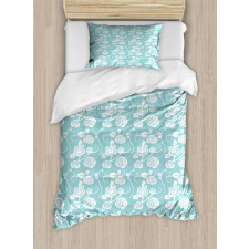 Pastel Style Swirling Roses Duvet Cover Set