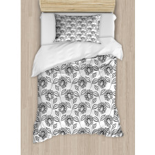 Outline Flowers Art Duvet Cover Set