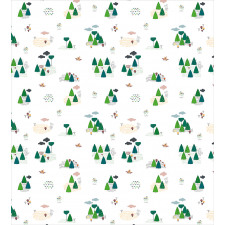 Doodle Style Woodland Items Duvet Cover Set