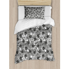 Palm Tree Leaves Sketch Art Duvet Cover Set