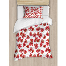 Vintage Style Lily Flowers Duvet Cover Set