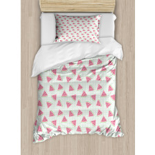 Fruit Slices Checkered Duvet Cover Set