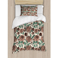 Graphical Chrysanthemums Duvet Cover Set