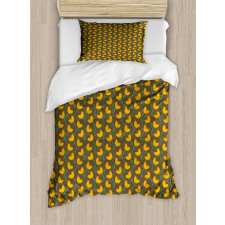 Vintage Strokes and Flowers Duvet Cover Set