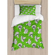 Digital Drawings of Broccoli Duvet Cover Set