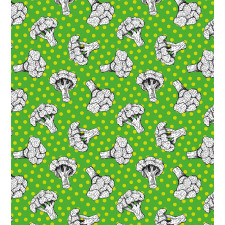 Digital Drawings of Broccoli Duvet Cover Set