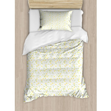 Narcissus and Dots Pattern Duvet Cover Set