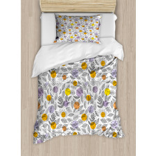 Round Blots and Leaves Duvet Cover Set