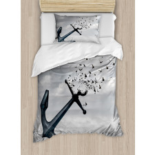 Flying Seagulls Grey Duvet Cover Set