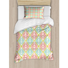 Wavy Mosaic Rhombuses Grid Duvet Cover Set