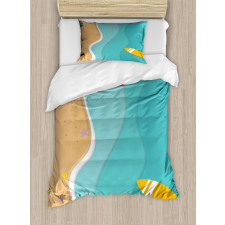 Aerial Cartoon Sea and Beach Duvet Cover Set