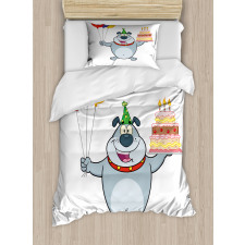 Bulldog Balloons and Cake Duvet Cover Set