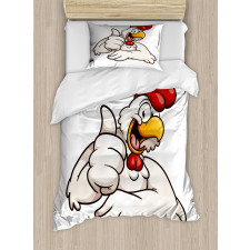 Joyous Cartoon Style Chicken Duvet Cover Set