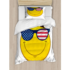 USA-Themed Emoji Sun Face Duvet Cover Set