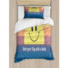 Smirking Sun and Lettering Duvet Cover Set