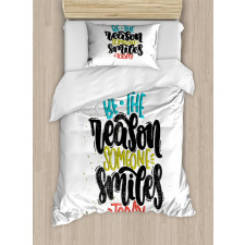 Funky Positive Calligraphy Duvet Cover Set