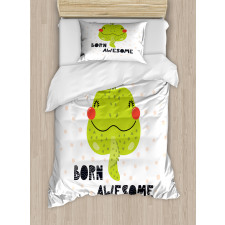 Encouraging Iguana Portrait Duvet Cover Set