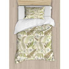 Curlicue Fern Leaves Art Duvet Cover Set