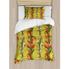 Tulips and Daffodils Pattern Duvet Cover Set