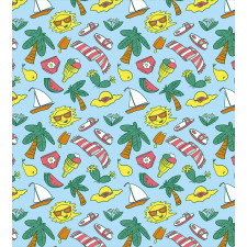 Cartoon Beach Time Design Duvet Cover Set