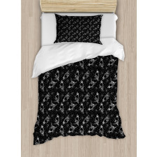 Modern Bouquets on Tiny Dots Duvet Cover Set