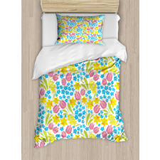 Spring Daffodil Tulip Mimosa Duvet Cover Set