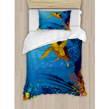 Coral Reef Fish Turtle Duvet Cover Set