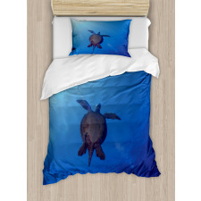 Sea Turtle in Deep Sea Duvet Cover Set