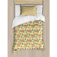 Lazy Animal Tree Banana Duvet Cover Set