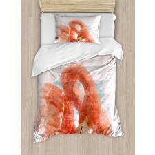 Exotic Bird Watercolor Duvet Cover Set