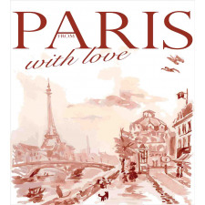 Vintage Watercolor Paris Duvet Cover Set