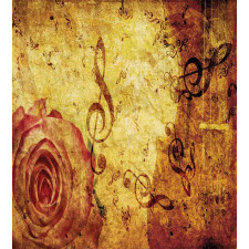 Old Rose Music Note Shabby Duvet Cover Set