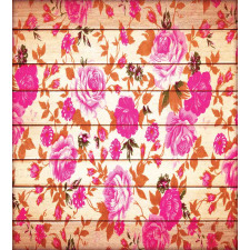 Roses on Wood Backdrop Duvet Cover Set