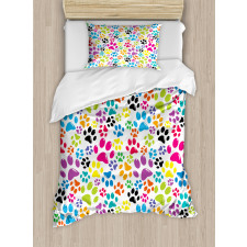 Cartoon Dog Paw Traces Duvet Cover Set