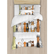 Dog Family in a Row Duvet Cover Set