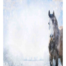 Grey Horse Snow Scenery Duvet Cover Set