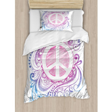 Peace Sign and Swirls Duvet Cover Set