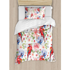 Parrots Iris and Roses Duvet Cover Set