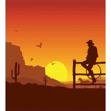 Wild West Sunset Scene Duvet Cover Set